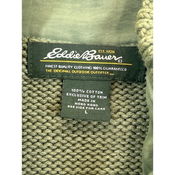 Eddie Bauer Sweater Vest Womens L Green Zip‎ Front Cotton - Picture 3 of 7